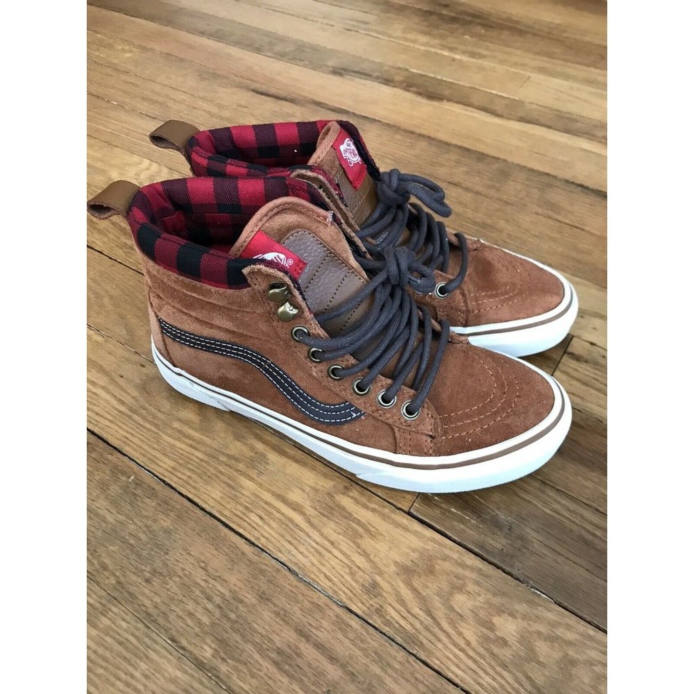 VANS Sk8-Hi MTE Glazed Ginger Suede Buffalo Plaid Men 5.5 Women 7 SCOTCH GUARD